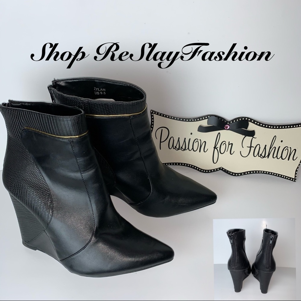 🛍Beau + Ashe Black Ankle Wedge 9.5🛍